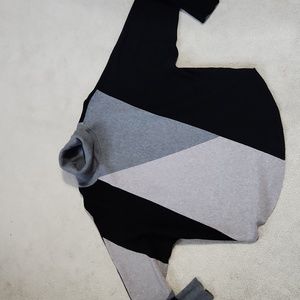 Dolman Colorblock Black Gray Brown Sweater Medium